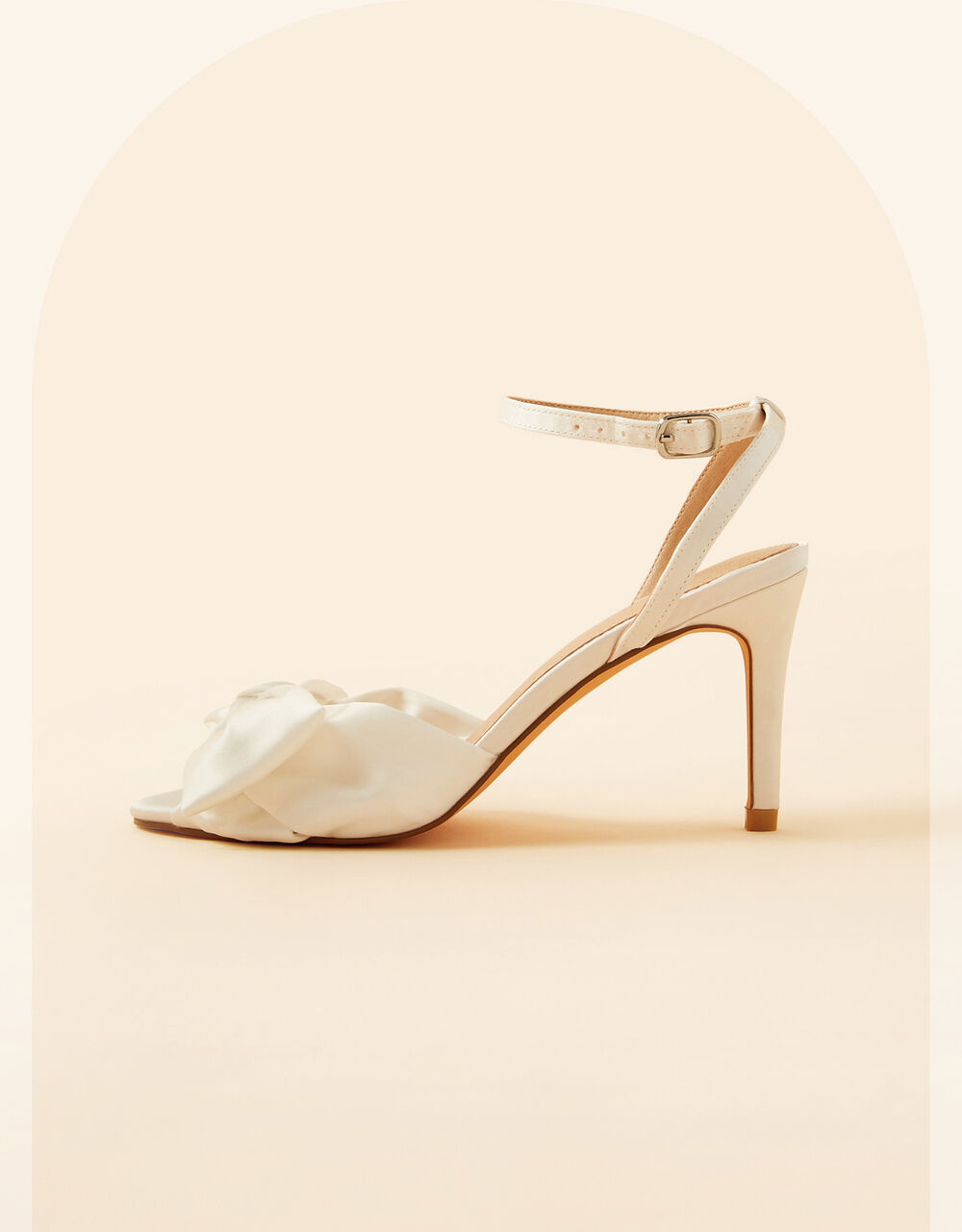 Satin bow trim bridal sandals ivory2