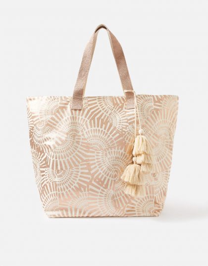 Mia metallic shell print tote bag