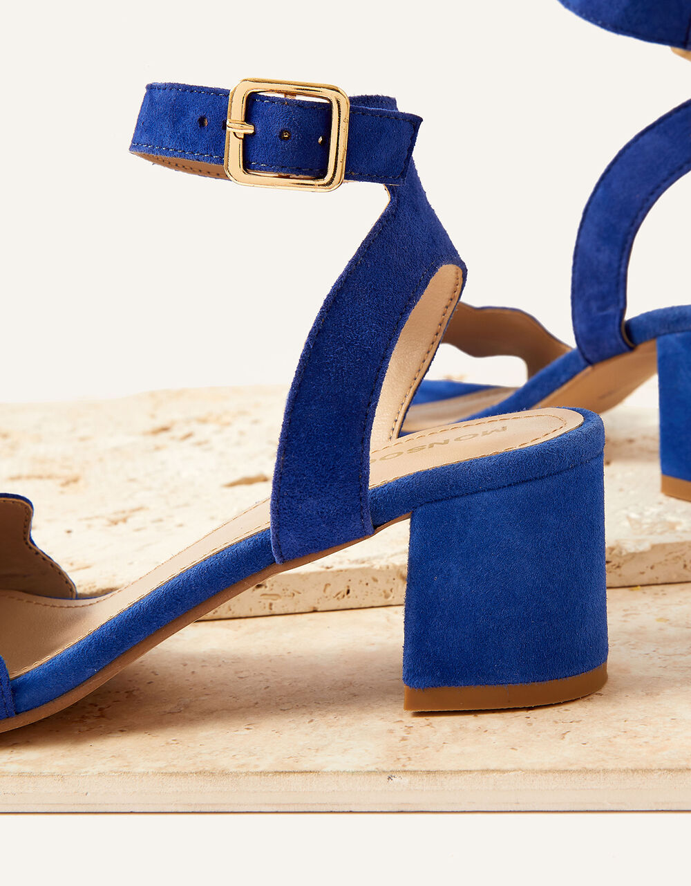 Scallop suede block heels blue3